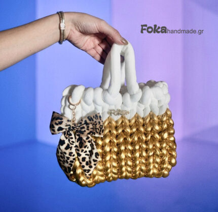 Gold & white Hand bag